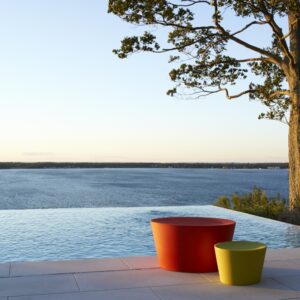 ADULT  STONE by MAYA LIN 1998. Used as either stools or side tables, the STONES are a colorful addition to the playroom or patio