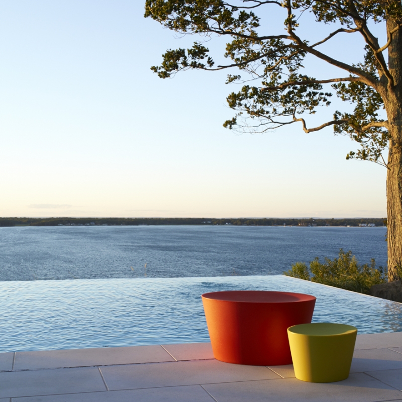 ADULT  STONE by MAYA LIN 1998. Used as either stools or side tables, the STONES are a colorful addition to the playroom or patio