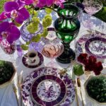 Porcelain tableware PRUNUS.The stylized Garden of Eden depicted in this beautiful PRUNUS pattern comes from a XIVth century Chinese dish. Added delicate gold motifs bring an Art Deco touch to the entire service.