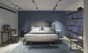 TOMORROW MORNING bed, ANDA bedside table, PETIT MATIN low table by RODOROTEA dressiBERTO LAZZERONI