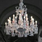 Crystal chandelier 24 lights Z√âNITH FLOU. Available in 2 Sizes and the number of lights ranges  from 6 to 24.