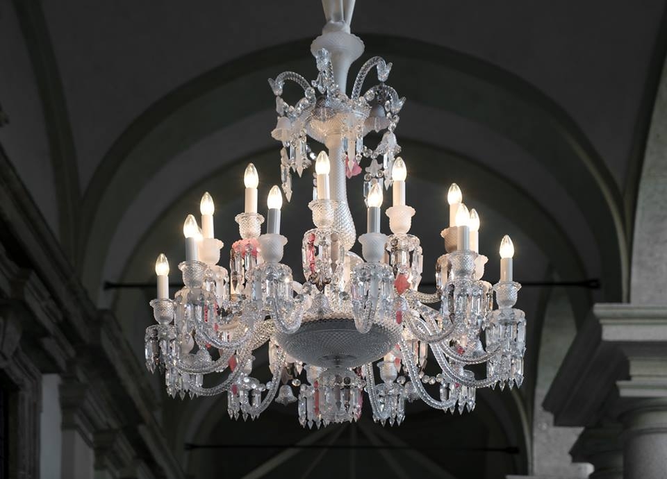 Crystal chandelier 24 lights Z√âNITH FLOU. Available in 2 Sizes and the number of lights ranges  from 6 to 24.