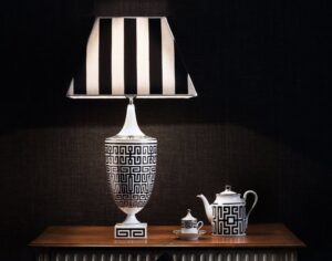 PORCELAIN TABLE LAMP and TABLEWARE LABIRINTO by GI√ì PONTI