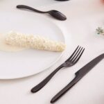 Cutlery collection L'AME DE CHRISTOFLE. Available in different finishes: stainless steel, copper stainless steel, black stainless steel and gold stainless steel.