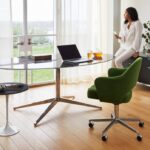 SAARINEN EXECUTIVE arm chair with swivel base , FLORENCE KNOLL table desk 1961 , SAARINEN side table 1957.