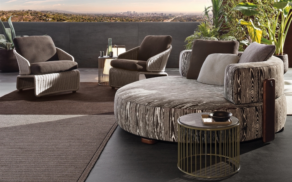 Loveseat FLORIDA, armchairs HALLEY, coffee tables CAULFIELD - designer RODOLFO DORDONI