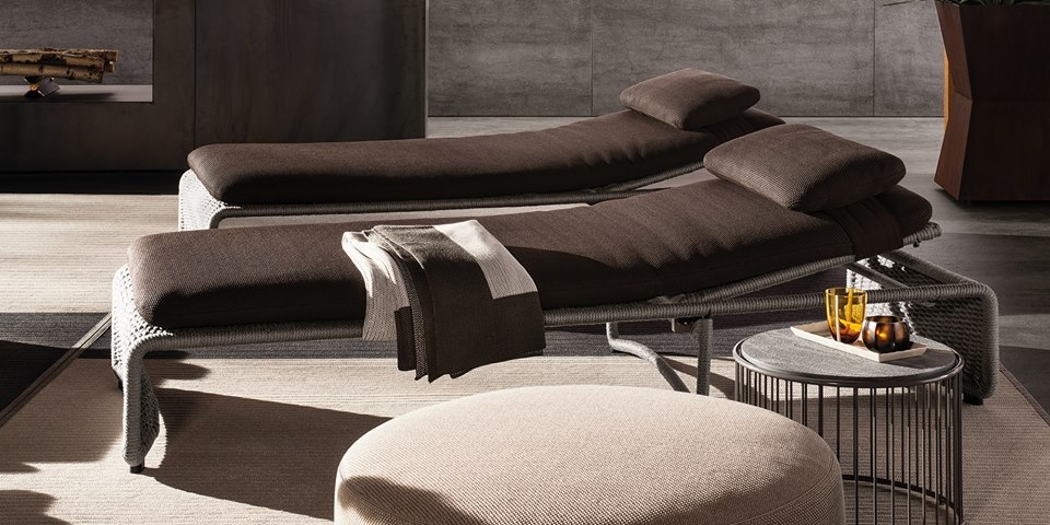 Daybeds with reclining back HALLEY, ottoman FLORIDA, coffee table CAULFIELD - designer RODOLFO DORDONI