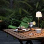 CAMPANULE LED lamp is ideal for use indoors or outdoors to light garden terraces, arbors, bedside tables