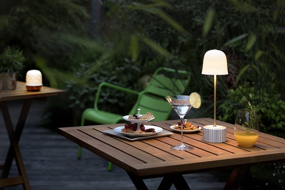 CAMPANULE LED lamp is ideal for use indoors or outdoors to light garden terraces, arbors, bedside tables