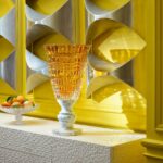 NEW ANTIQUE vase BY MARCEL WANDERS STUDIO. This exquisite hand-blown clear crystal vase mounted on a stylish white marble base is available in a limited edition of 99 numbered pieces.