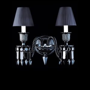 Z√âNITH BLACK wall scone. PHILIPPE STARCK has restyled the Baccarat Z√©nith collection with his usual talent, reverting to the tradition of black crystal - a shade that reveals the power and sculptural dimension of this emblematic creation.