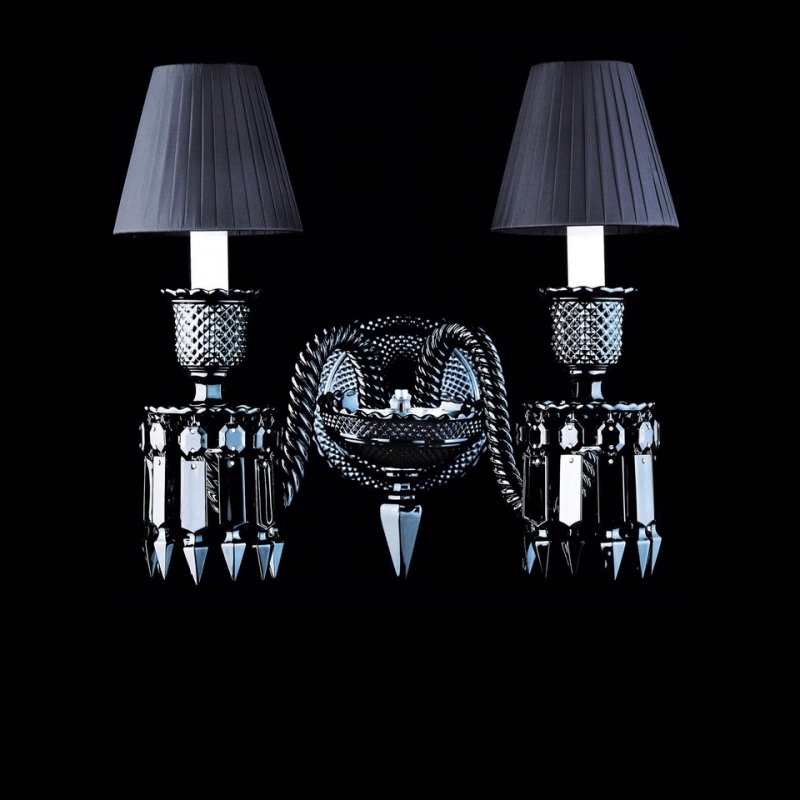 Z√âNITH BLACK wall scone. PHILIPPE STARCK has restyled the Baccarat Z√©nith collection with his usual talent, reverting to the tradition of black crystal - a shade that reveals the power and sculptural dimension of this emblematic creation.