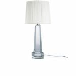 The KRYSTA lamp, designed by the talented Parisian twosome of GILLES & BOISSIER to illuminate the guest rooms of the first Baccarat Hotel & Residences in New York, enhances the beauty and elegance of crystal. White pleated lampshade, sold separately.