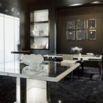 COUTARD TABLE BY PIERRE-YVES ROCHON, RECTANGULAR TABLE, CLEAR CRYSTAL.