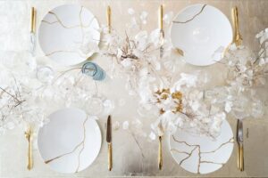 PORCELAIN TABLEWARE KITSUNGI - DESIGNED BY SARKIS - A FRENCH ARTIST BY ARMENIAN ORIGIN.