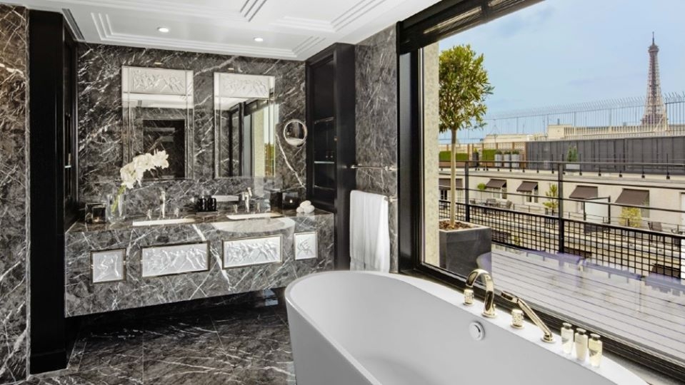 LALIQUE SUITE'S BATHROOM by PATRICK HELLMANN at PRINCE DE GALLES HOTEL, PARIS