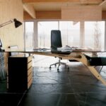 Desk CAVOUR by CARLO MOLLINO 1949. CAVOUR is an home-office desk, resulted from an excercice on the research on the perfect structural shape, which CARLO MOLLINO has studied in his projects for the ski station. The dialectic of opposites finds expression in the balanced contrast between the organic and dynamic lines of the structure and the geometry of the clean and static volumes of the storage compartment and of the chest of drawers.