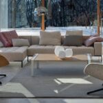 ARMCHAIRS KENT by LUDOVICA+ ROBERTO PALOMBA 2013, SOFA ALFA  BY EMAF PROGETTI 1999, FOLDIN G CLOTHES -STAND SCIANGAI BY DE PAS, D'URBINO, LOMAZZI -1973