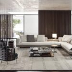 CONNERY seating system by RODOLFO DORDONI, designed in 2020. TORII NEST low armchairs by NENDO DESIGN