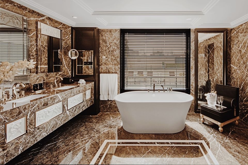 LALIQUE SUITE'S BATHROOM  by PATRICK HELLMANN at PRINCE DE GALLES, PARIS