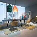 TABLE TWEED BY GARCIA CUMI NI 2017.TOP AVAILABLE EITHER IN NATURAL PAINTED OAK VENEERED WOOD,WITH GREY PAINTED UNDER-TOP, OR BLACK PAINTED WITH AN OPEN PORE,WITH BLACK PAINTED UNDER-TOP OR IN NATURAL PAINTED CANALETTO WALNUT VENEERED WOOD, WITH BLACK PAINTED UNDER-TOP. LEGS ARE AVAILABLE RESPECTIVELY IN NATURAL PAINTED SOLID OAK, OR IN OPEN PORE BLACK PAINTED OAK,OR IN NATURAL PAINTED CANALETTO WALNUT. BLACK PAINTED ALUMINIUM ADJUSTABLE FOOT.