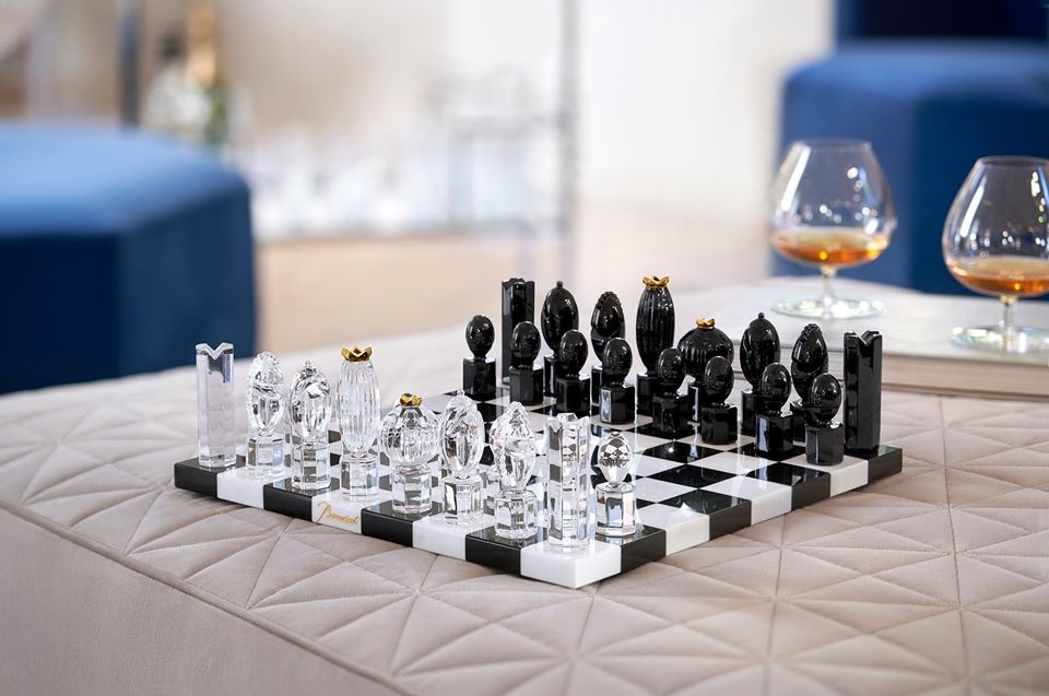 Take the time for the game of kings. CHESS GAME designed by MARCEL WANDERS STUDIO for Baccarat, the king of games and the game of kings is transformed into a genuine collector's item. Pawns in crystal and chessboard in inlaid marble.
