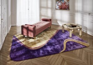 CIENEGA I hand tufted carpet by ELLIOTT BARNERS, designed in 2022.Irresistibly evoking contrasting and colorful cartographies,CIENEGA I transposes the roads and landscapes of the architect‚Äôs childhood home into creative carpet design