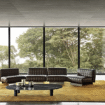 TWIGGY modular seating system by RODOLFO DORDONI , designed 2022.A new aggregative language is born: free from schemes and preconfigurations, capable of adapting to needs in continuous evolution. The Twiggy seating elements have rigorous geometric shapes but are extremely comfortable and enveloping, covered in leather, nubuck or fabric and embellished with refined stitching.