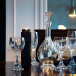 Crystal decanter, wine and champagne glasses MASS√àNA.