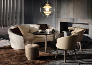 AMELIE LOUNGE LITTLE SWIVEL ARMCHAIR and LITTLE FIXED ARMCHAIR by RODOLFO DORDONI