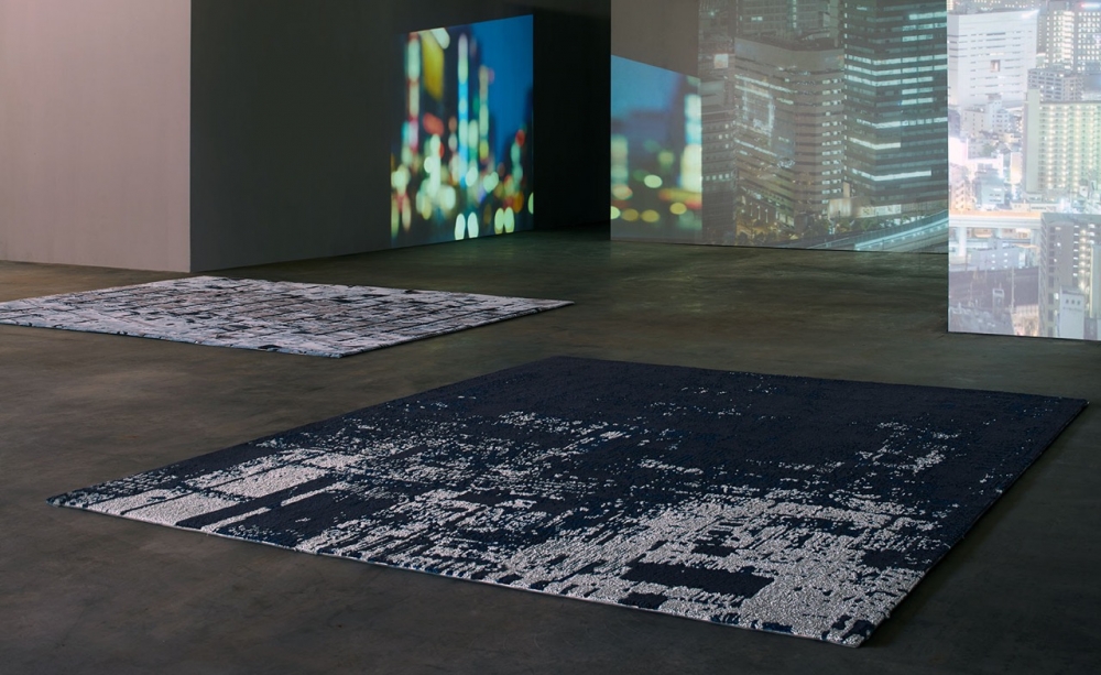 Scenematic Collection: Skyfall III and Midnight Escape by Andr√© Fu for Tai Ping. This signature collection pays poetic homage to the quintessential international urban landscape, with its modern architecture and shadows, and the subtle reflective qualities of water expressed through distinctive cinematographic carpet designs.