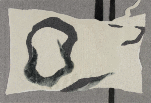 ANNULARITY I RUG OF 50% FELTED WOOL, 42% BERBER WOOL, 5% SILK, 2% SPUN SILK AND 1% FLAX BY GEORGE NAKASHIMA