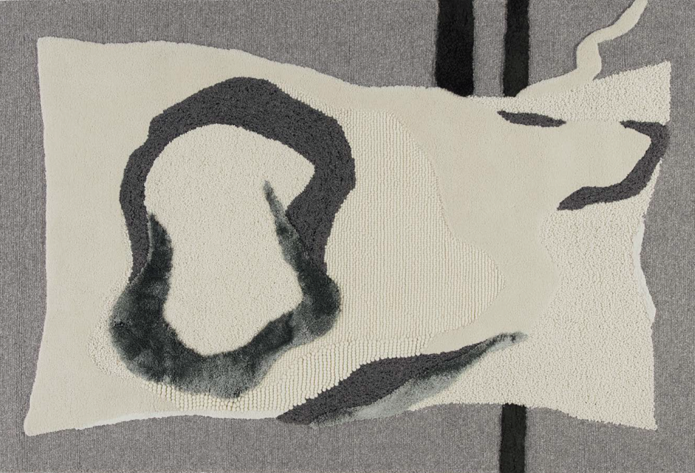 ANNULARITY I RUG OF 50% FELTED WOOL, 42% BERBER WOOL, 5% SILK, 2% SPUN SILK AND 1% FLAX BY GEORGE NAKASHIMA