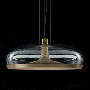 AURELIA pendant lamp designed by PATRICK JOUIN. A simple, archetypal silhouette, Patrick Jouin designed the Aurelia pendant light as a sheet of spun aluminium that fans out to be crowned with a large bubble in Murano glass. Its metal structure houses all the working parts of the light, including two LED rings, equipping Aurelia with separate light sources, both direct via its aluminium cone, and indirect via its glass bubble. On top of these is also a dimming option, thus offering a range of lighting possibilities.