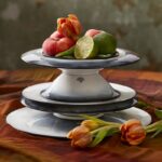 French designer CONSTANCE GUISSET, founder of her own studio in Paris, always looked for balance between ergonomics, delicacy and imagination. While designing the ether motif, CONSTANCE aimed to create a unique culinary experience: the graphic design evaporates in the mingling of light and shadow, framing the plates.