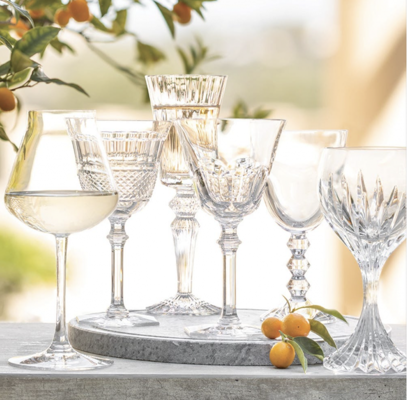 WINE THERAPY, SET OF 6. The perfect set for entertaining, the Baccarat WINE THERAPY SET of six wine glasses features a glass for each personality. The set includes one glass each from Baccarat‚Äôs iconic designs: HARCOURT EVE, DIAMANT EVE, CH√ÇTEAU BACCARAT, MASSENA, VEGA and MILLE NUITS.  Each glass has its own stunning pattern and shape, designed to bring out the best in wine flavors and texture. The WINE THERAPY set makes a wonderful wedding gift or a great addition to your glassware collection.