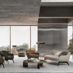 BELT sofa by RODOLFO DORDONI. The distinctive characteristic and inspiration behind the Belt family is the idea of a belt that draws the profile of the body.