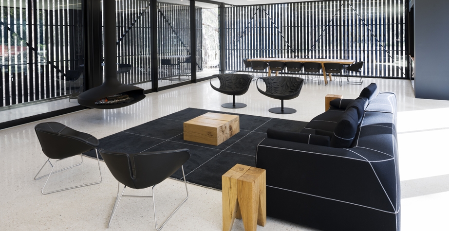 SMOCK AND FJORD ARMCHAIRES BY PATRICIA URQUIOLA - BERESFORD CELLAR DOOR, MCLAREN VALE, AUSTRALIA, 2016  INTERIORS: ENOKI PTY LTD ARCHITECTURE: ALEXANDER BROWN ARCHITECTS PHOTO CREDIT: CR3 STUDIO