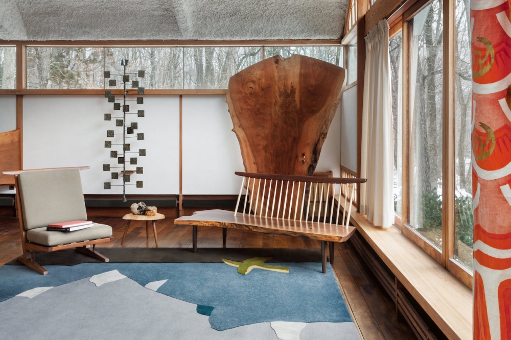 BIRD STAR II RUG OF 88% WOOL, 10% SILK AND 2% DULL SILK  BY GEORGE NAKASHIMA