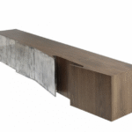 BLADE CREDENZA WHIT DOORS IN SILVER PLATED BRASS BY VINCENZO DE COTIIS