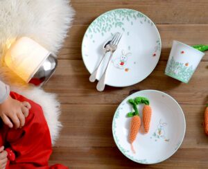 NEW PORCELAIN PLATE, CEREAL BOWL AND TUMBLER FOR CHILDREN PETIT BOULINGRIN