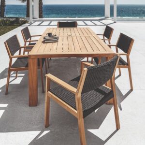 SQUARE dining table and MAZE dining chairs by POVL ESKILDSEN