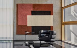 CASSIS rug by EILLEN GRAY, designed in 1926- 1935.EILEEN GRAY not only created some of the most iconic 20th century furniture classics but also ran a studio where rugs were produced based on her designs. Some of her most beautiful designs are part of our rug collection. Named after the picturesque coastal town CASSIS in the Provence-Alpes-C√¥te d'Azur region of southern France, where EILEEN GRAY spent significant periods of her life, the colour scheme of this rug is reminiscent of the blackcurrant fruit of the same name. Made of 100% hand-spun New Zealand virgin wool, it combines deep terracotta and fresh strawberry red with geometric white and dark brown surfaces.