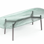 CORAL BEACH TABLE WITH FUSED GLASS TOP BY MAC STOPA