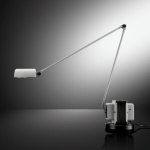 DAPHINE table lamp by TOMMASO CIMINI 1975. Since 1975 this lamp has represented the essence of Lumina. It is displayed in some of the most famous Museums of Modern Art and Design in the World.  DAPHINE is a timeless synthesis of function and form: an articulated arm, with a pivoting diffuser, mounted on a transformer. Available now with LED version, identical to the CLASSIC DAPHINE in shape and in movement, but with a more powerful light against lower consumptions. Table standing lamp in metal an articulated arm and diffuser pivoting on 360¬∞. The base of cast iron comes black varnished. Available with LED light source. Two step switch and dimmer.  This true icon of design has earned its place in the world‚Äôs major design and contemporary art museums, including the Brooklyn Museum and Judd Foundation in New York, the Mus√©e des Arts D√©coratifs in Paris, Die Neue Sammlung in Munich and The Israel Museum in Jerusalem.