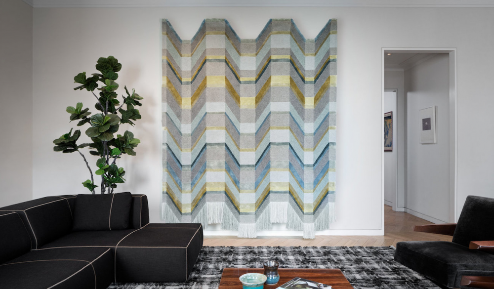 DEEP FRIEZE I RUG OF 55% WOOL AND 45% SILK BY EDWARD FIELDS