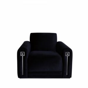 MASQUE DE FEMME CONTEMPORARY ARMCHAIR NUMBERED EDITION, CLEAR CRYSTAL AND BLACK SILK.