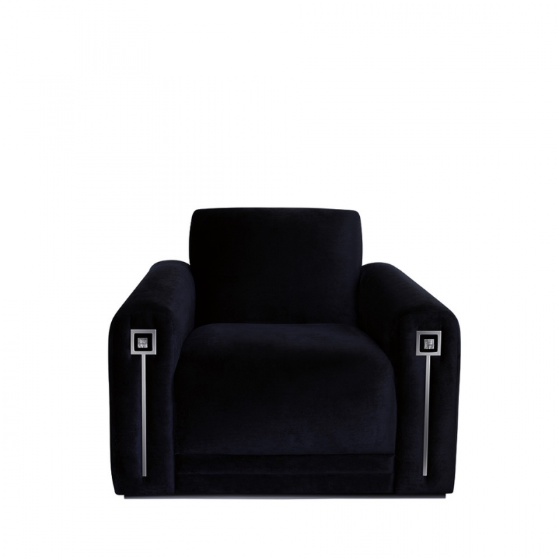 MASQUE DE FEMME CONTEMPORARY ARMCHAIR NUMBERED EDITION, CLEAR CRYSTAL AND BLACK SILK.