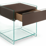 DINO BEDSIDE TABLE IN CURVED GLASS BY CRS FIAM