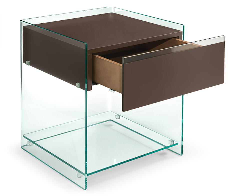 DINO BEDSIDE TABLE IN CURVED GLASS BY CRS FIAM